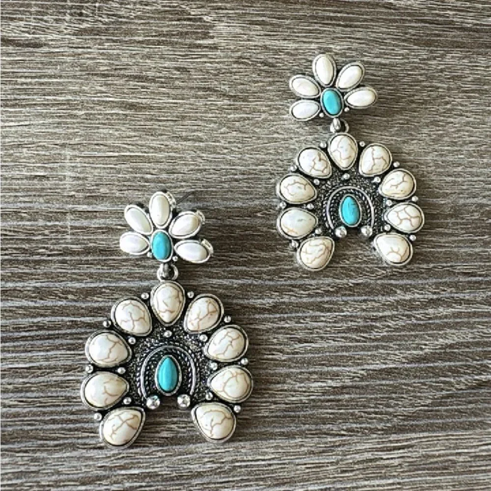 Bohemian white drop earrings A358